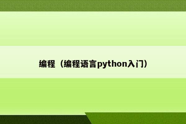 编程（编程语言python入门）