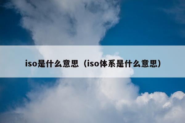 iso是什么意思（iso体系是什么意思）