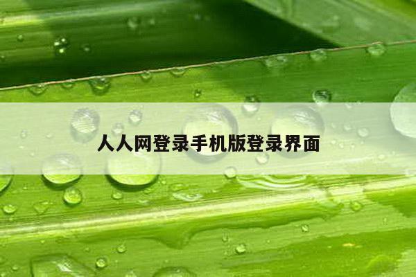 人人网登录手机版登录界面