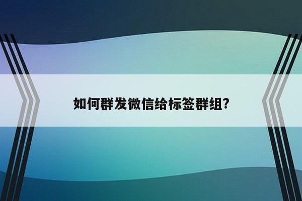 如何群发微信给标签群组?