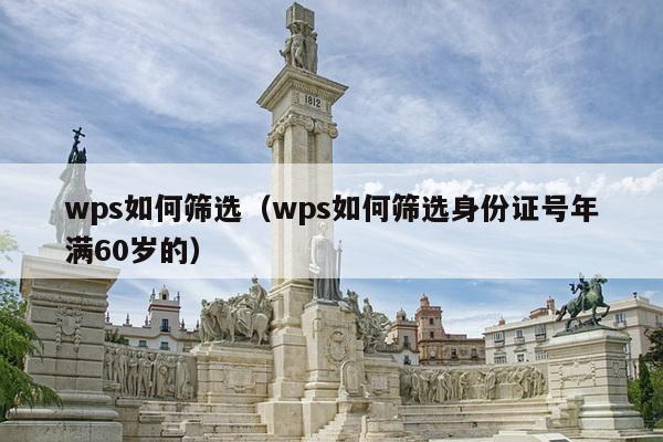 wps如何筛选（wps如何筛选身份证号年满60岁的）