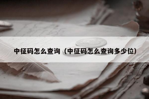 中征码怎么查询（中征码怎么查询多少位）