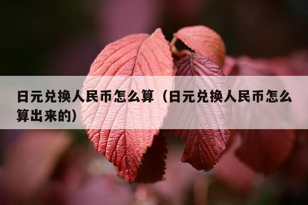 日元兑换人民币怎么算（日元兑换人民币怎么算出来的）