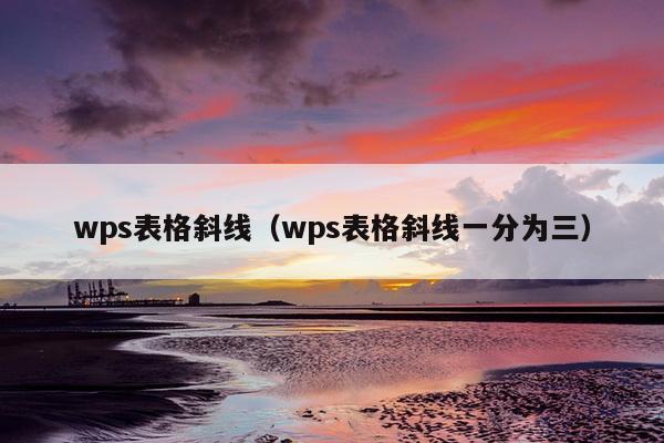 wps表格斜线（wps表格斜线一分为三）