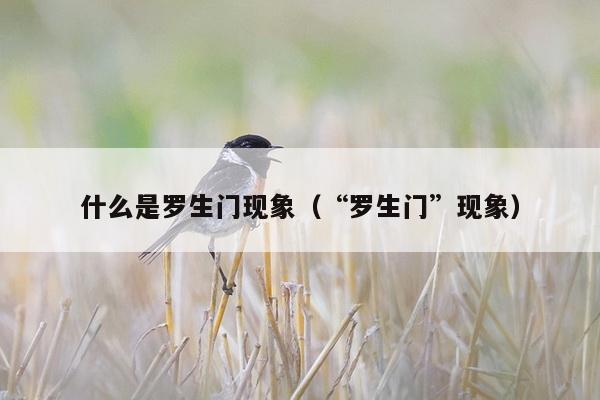 什么是罗生门现象（“罗生门”现象）