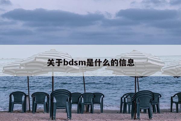 关于bdsm是什么的信息